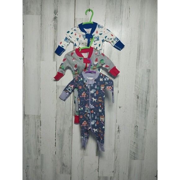 Hanna Andersson 0-3 Mo. 50cm Sleeper One Piece Lot Of 3 Footless Organic Cotton - Picture 1 of 9